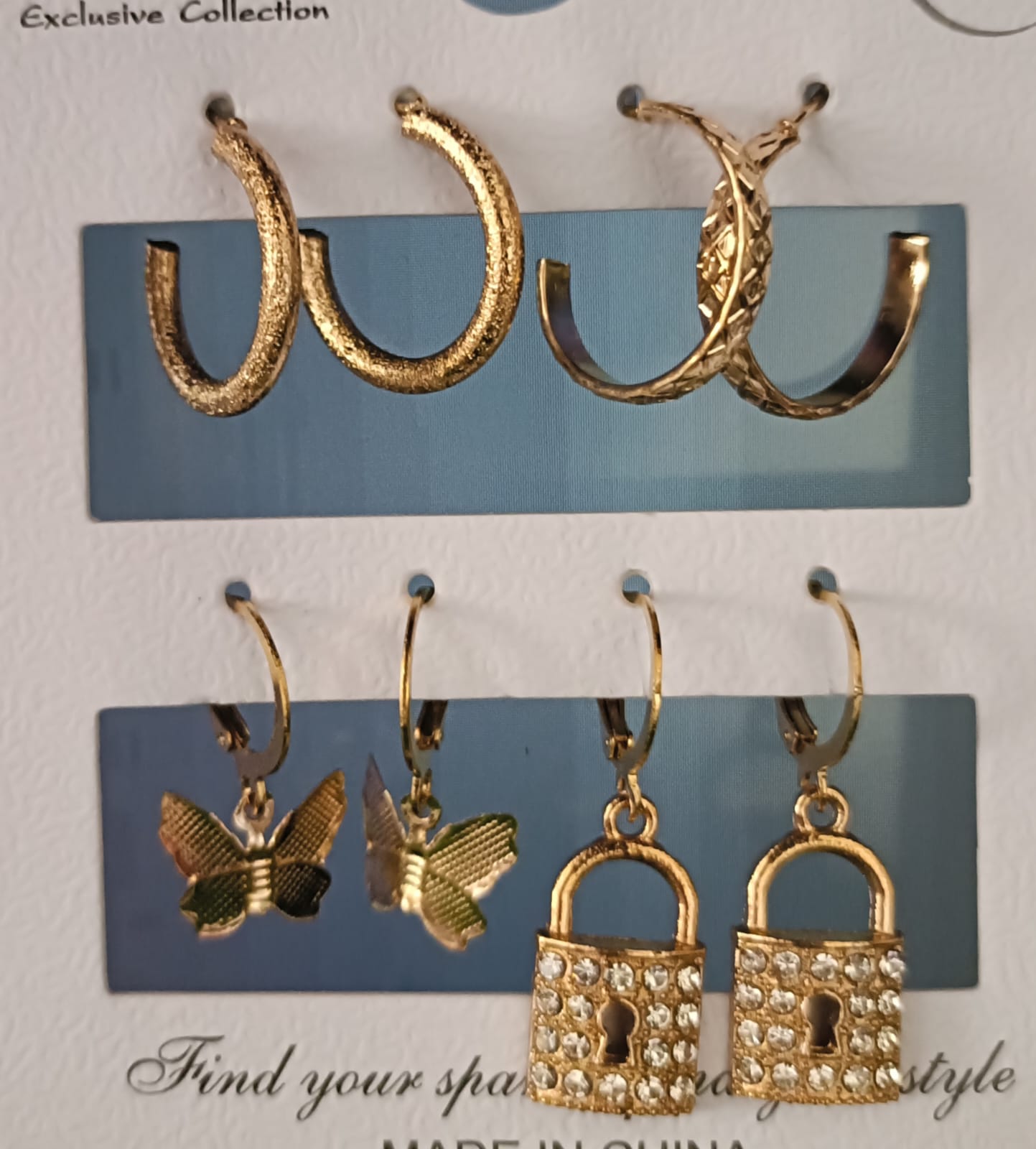 Trendy Gold-Tone Hoop & Charm Earring Set (Pack of 4)