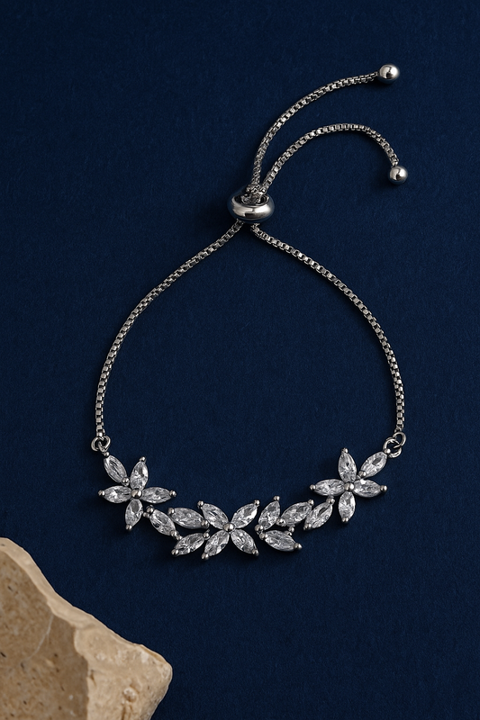 Floral CZ Adjustable Bracelet