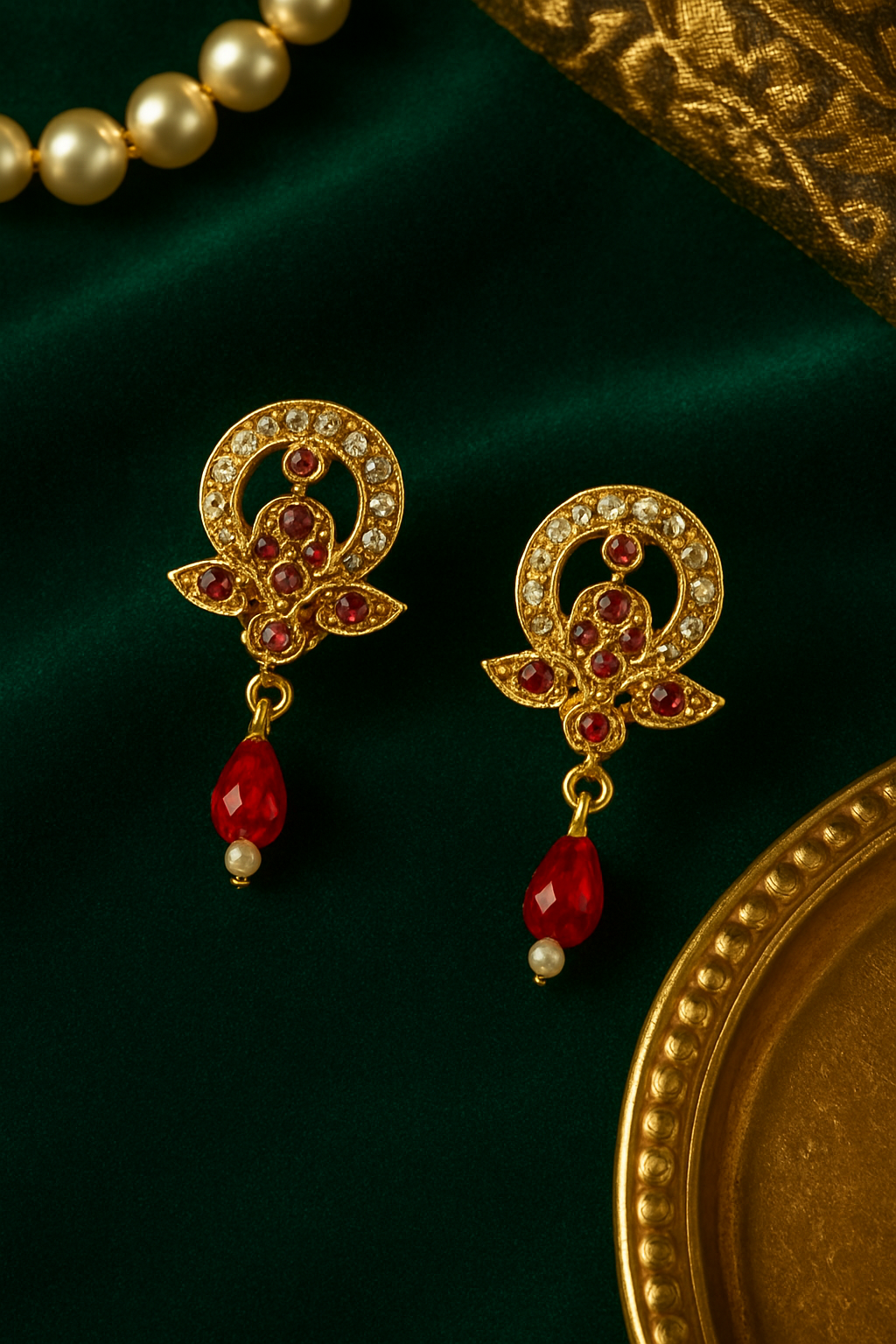 Elegant white  Pearl and Gold Choker Set