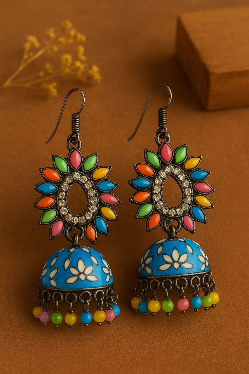 Blue drop jhumkas  Earrings Regular